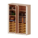 ErgoTray Schrank, zweiteilig, 4reihig, viertürig, zweiteilig, 24 flachen Boxen, B/H/T 140,6x190x50cm 